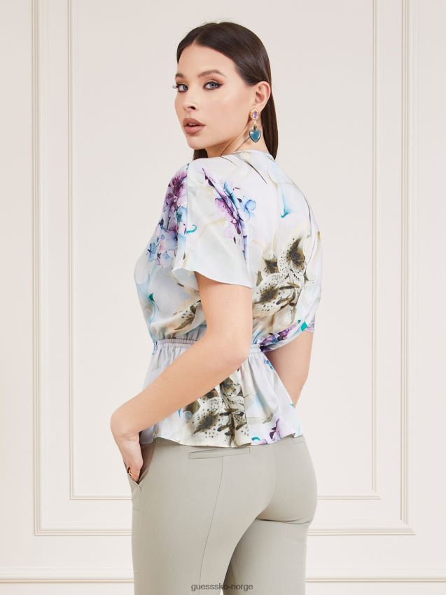 Guess floral fantasy marciano bluse med all over print blomsterfantasi kvinner F0LJ803629