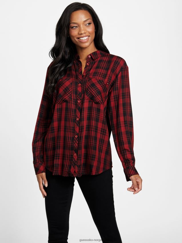 Guess holiday bliss rutete chai-topp ferie lykke pledd kvinner F0LJ807149