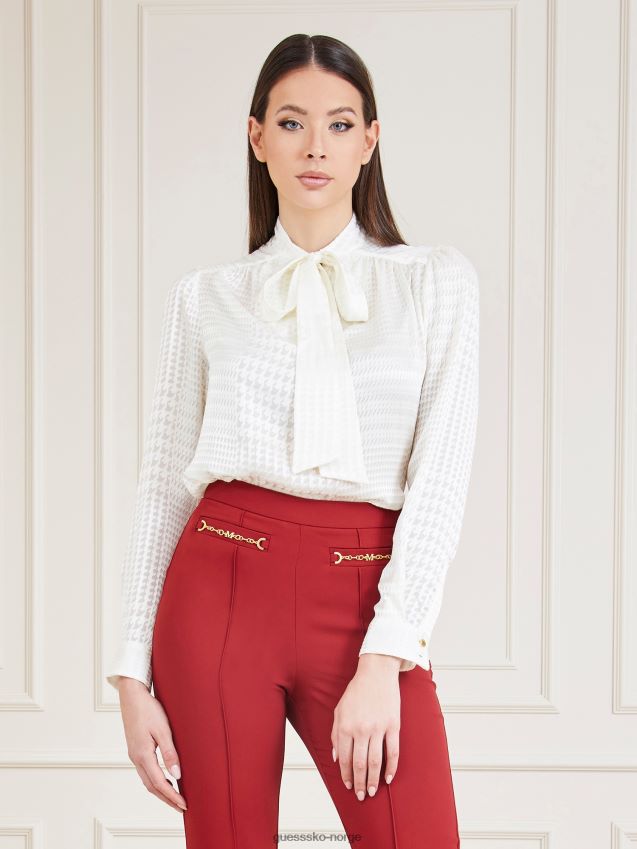 Guess hvit marciano sløyfe krage bluse hvit kvinner F0LJ803157