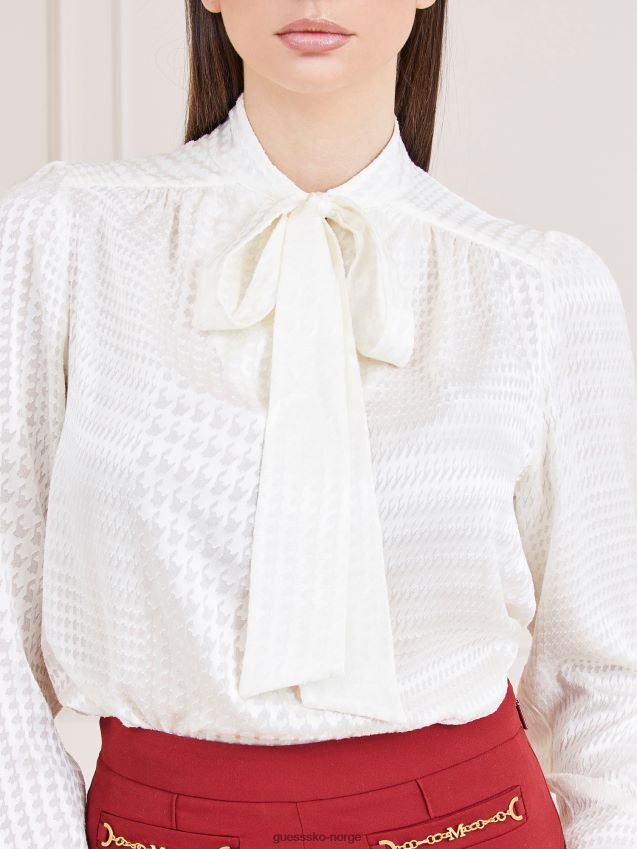 Guess hvit marciano sløyfe krage bluse hvit kvinner F0LJ803157
