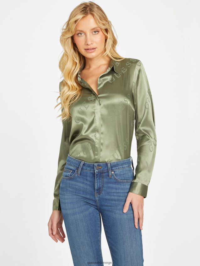 Guess isle wash 32'' galina satengskjorte med logo isle wash 32'' kvinner F0LJ806946