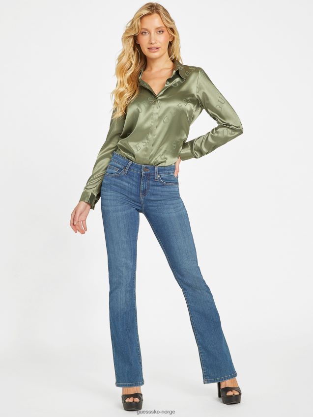 Guess isle wash 32\'\' galina satengskjorte med logo isle wash 32\'\' kvinner F0LJ806946