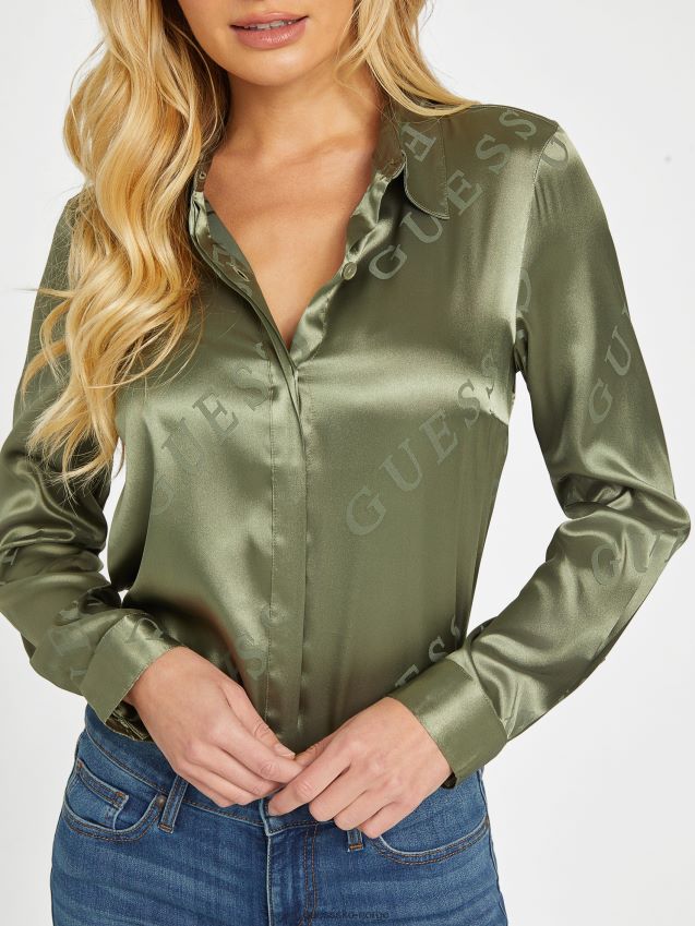 Guess isle wash 32\'\' galina satengskjorte med logo isle wash 32\'\' kvinner F0LJ806946