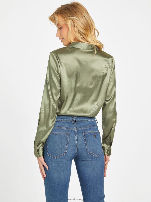 Guess isle wash 32\'\' galina satengskjorte med logo isle wash 32\'\' kvinner F0LJ806946