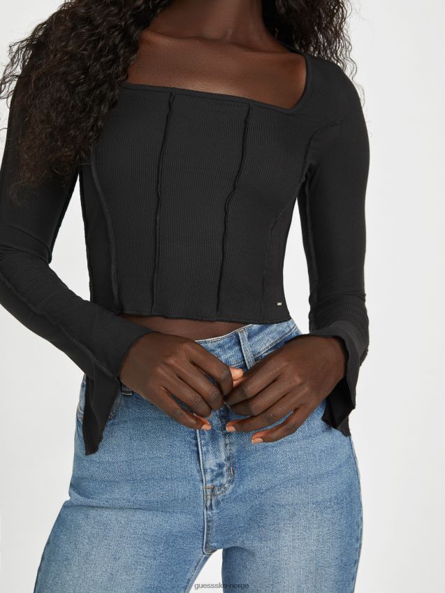 Guess jet black eco usra langermet topp kulsvart kvinner F0LJ806787