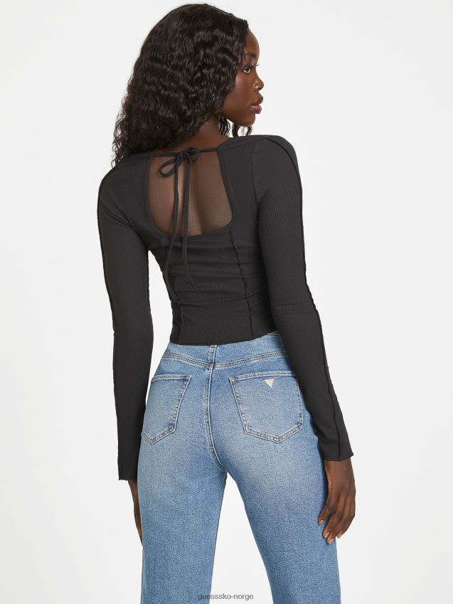 Guess jet black eco usra langermet topp kulsvart kvinner F0LJ806787
