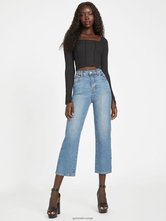 Guess jet black eco usra langermet topp kulsvart kvinner F0LJ806787