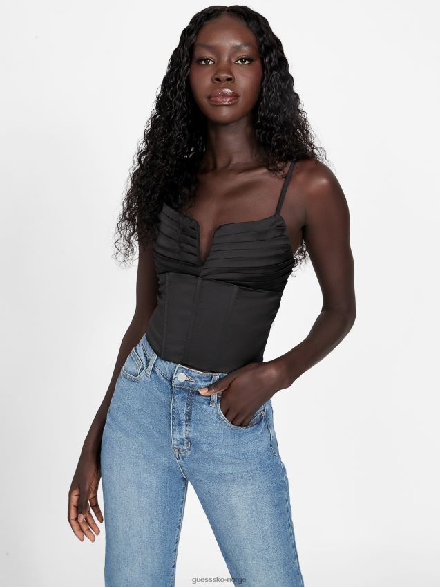 Guess jet black øko leo korsett topp kulsvart kvinner F0LJ807399