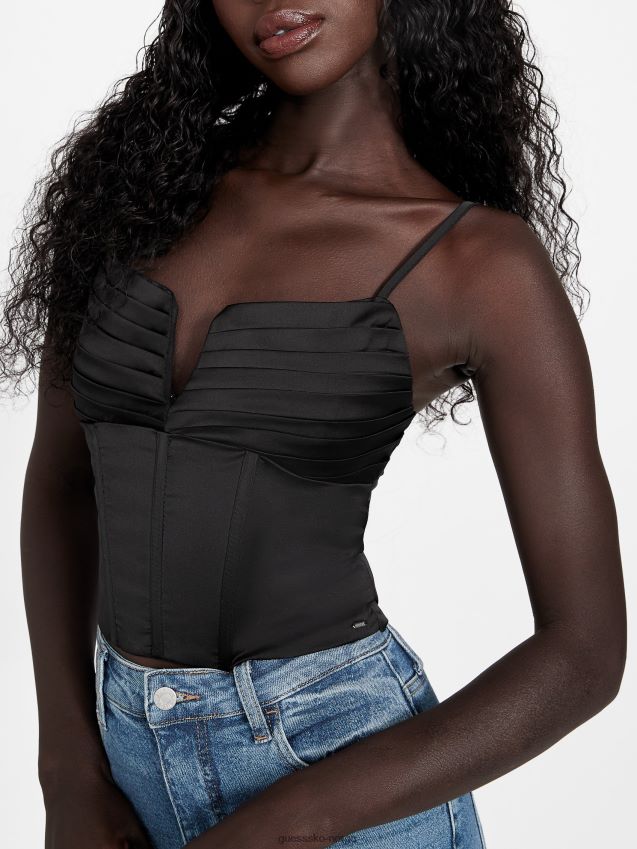 Guess jet black øko leo korsett topp kulsvart kvinner F0LJ807399