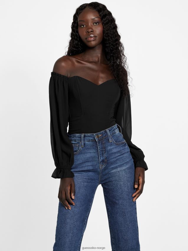 Guess jet black sharlene ren topp kulsvart kvinner F0LJ807101