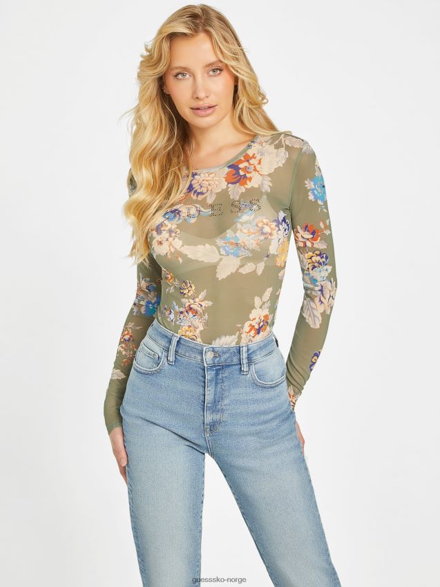 Guess øko liane mesh topp infundert lux print infundert lux print kvinner F0LJ807055