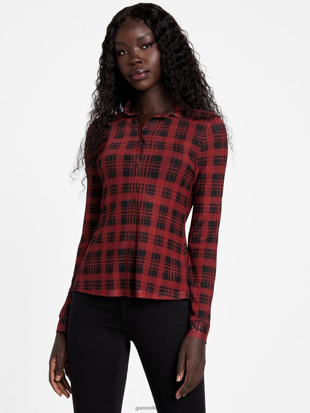 Guess lami bluse ferie bliss pledd ferie lykke pledd kvinner F0LJ807428