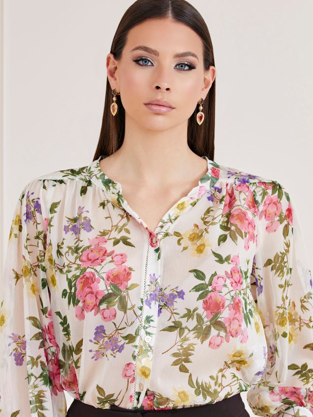 Guess marciano all over print bluse floral fantasy blomsterfantasi kvinner F0LJ802946