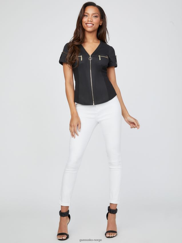 Guess raya glidelås topp jet black kulsvart kvinner F0LJ806923