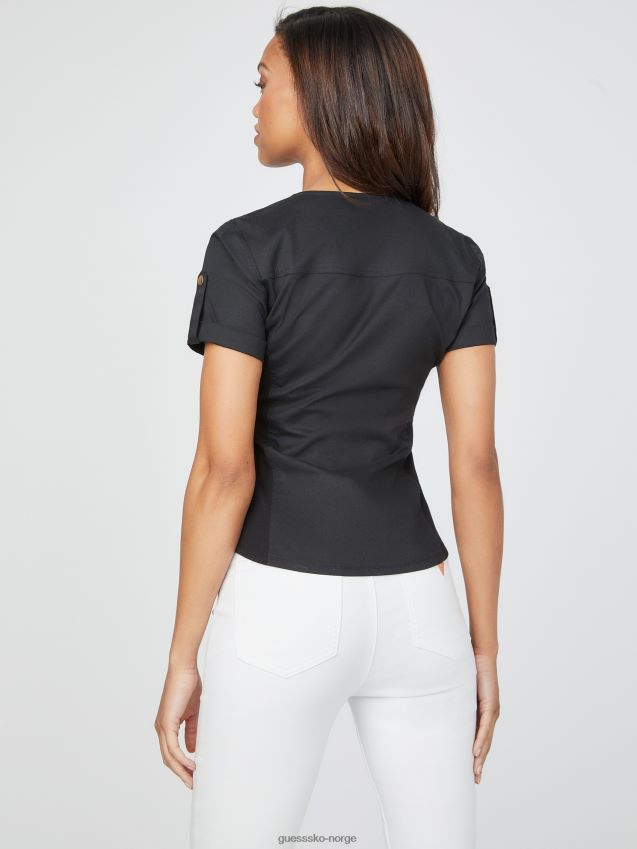 Guess raya glidelås topp jet black kulsvart kvinner F0LJ806923