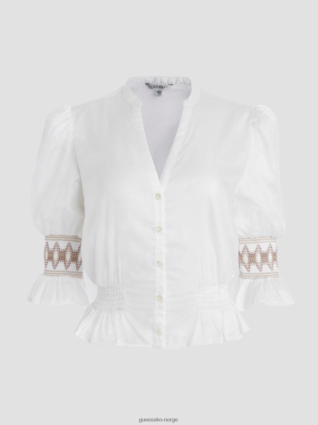 Guess ren hvit millie halvermet bluse Ren hvit kvinner F0LJ809257