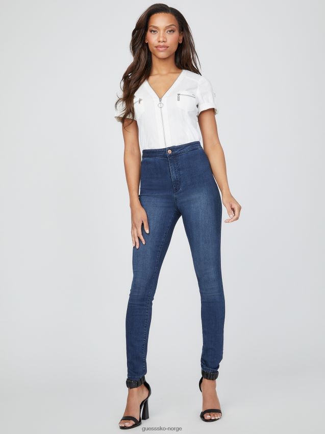 Guess ren hvit raya glidelås topp Ren hvit kvinner F0LJ807065