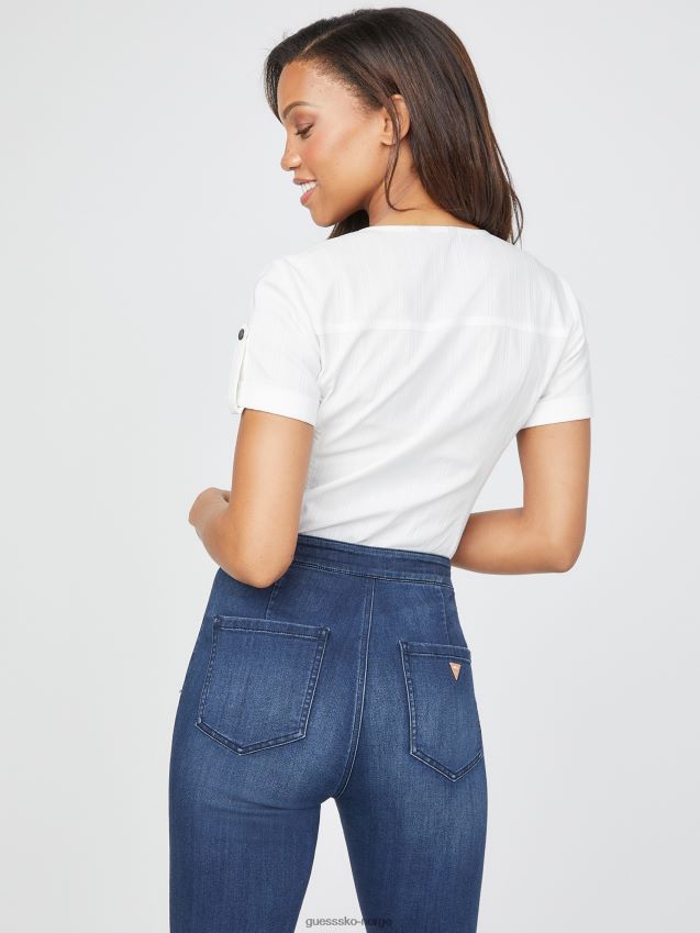 Guess ren hvit raya glidelås topp Ren hvit kvinner F0LJ807065