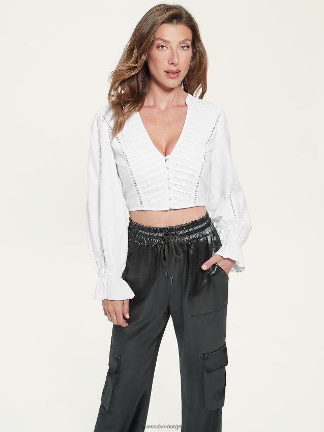 Guess rhea linbluse ren hvit Ren hvit kvinner F0LJ809325