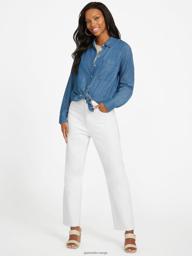 Guess tai oversized skjorte indigo indigo kvinner F0LJ807358
