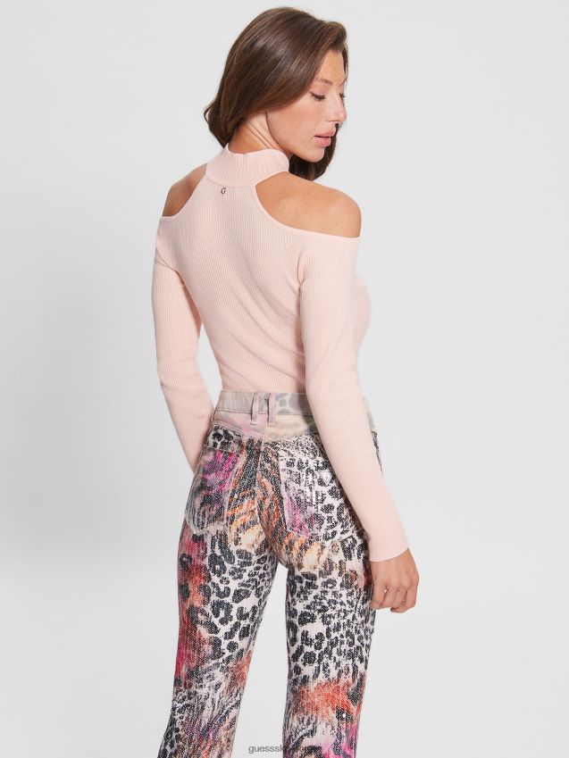 Guess blush breeze eco milly cold-shoulder bodysuit rødme bris kvinner F0LJ809232