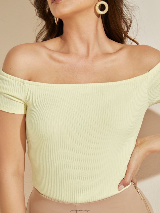 Guess cornsilk eco angie off-the-shoulder bodysuit Mais silke kvinner F0LJ809814