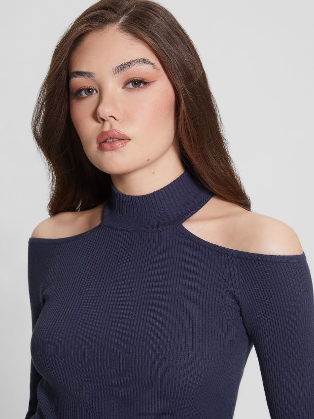Guess eco milly cold-shoulder body svertet blå multi svertet blå multi kvinner F0LJ809210