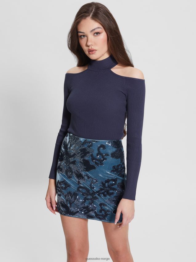 Guess eco milly cold-shoulder body svertet blå multi svertet blå multi kvinner F0LJ809210