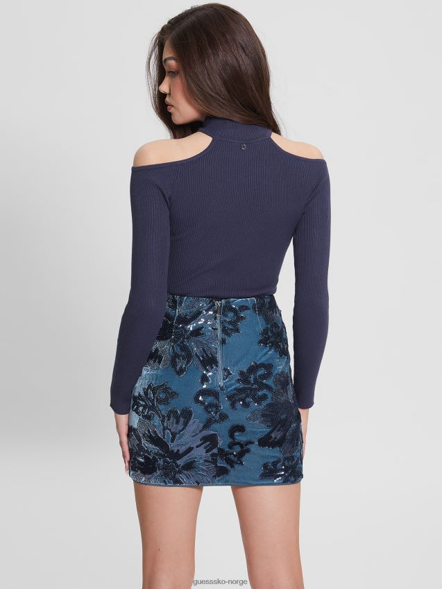 Guess eco milly cold-shoulder body svertet blå multi svertet blå multi kvinner F0LJ809210