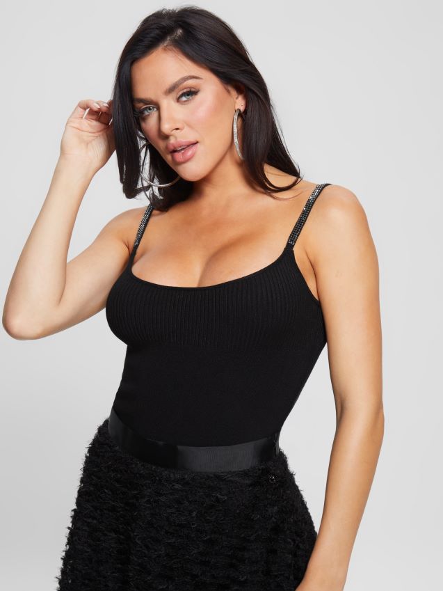 Guess eco nevia rhinestone stropp body jet black kulsvart kvinner F0LJ809225