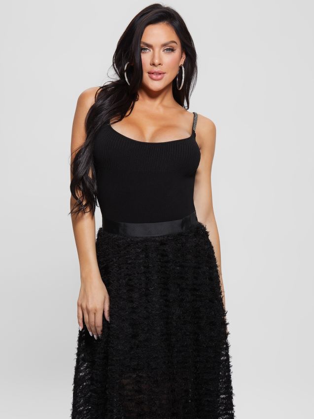 Guess eco nevia rhinestone stropp body jet black kulsvart kvinner F0LJ809225