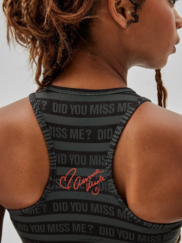 Guess svart ermeløs body med logo foran svart kvinner F0LJ806080