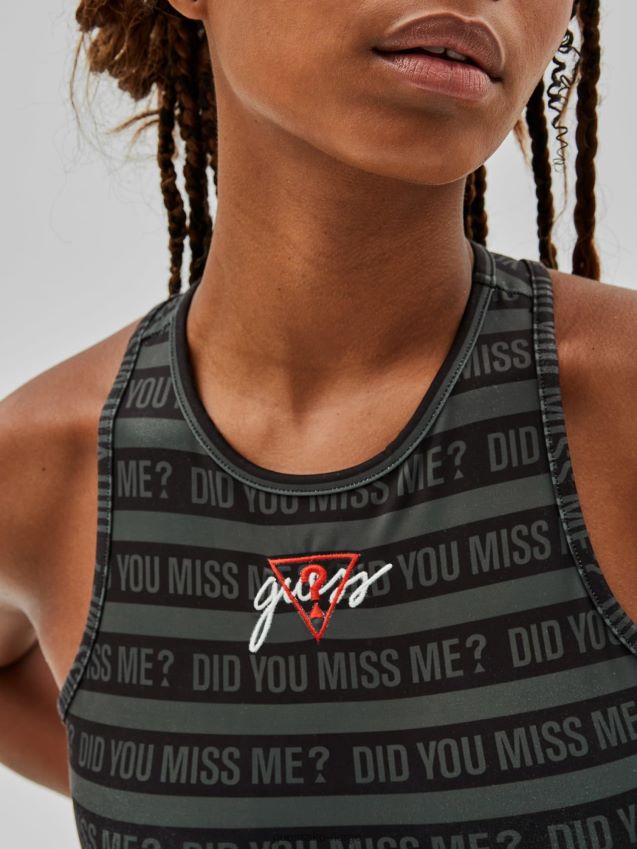 Guess svart ermeløs body med logo foran svart kvinner F0LJ806080