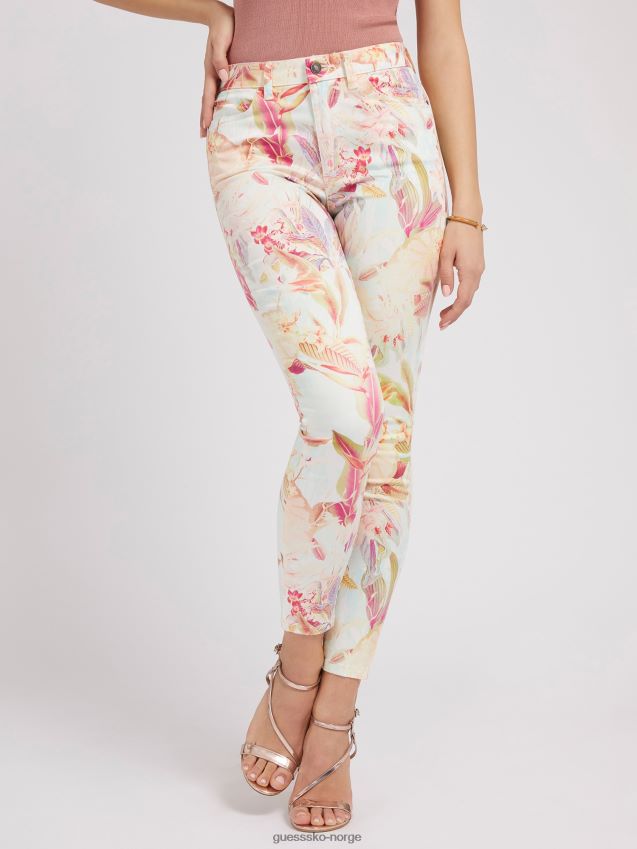 Guess all over print skinny fit bukse floral fantasi blomsterfantasi kvinner F0LJ803138