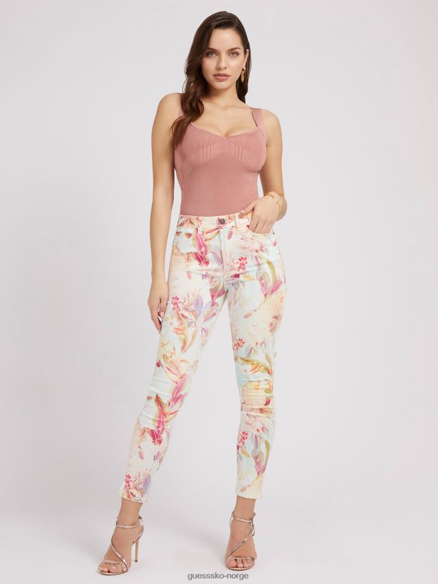Guess all over print skinny fit bukse floral fantasi blomsterfantasi kvinner F0LJ803138