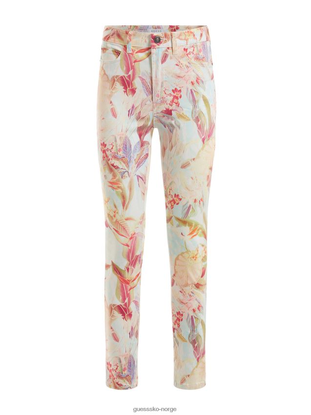 Guess all over print skinny fit bukse floral fantasi blomsterfantasi kvinner F0LJ803138