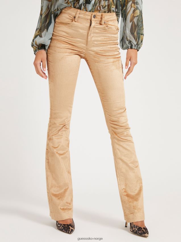 Guess beige fløyelsbukse i bomullsblanding beige kvinner F0LJ805850