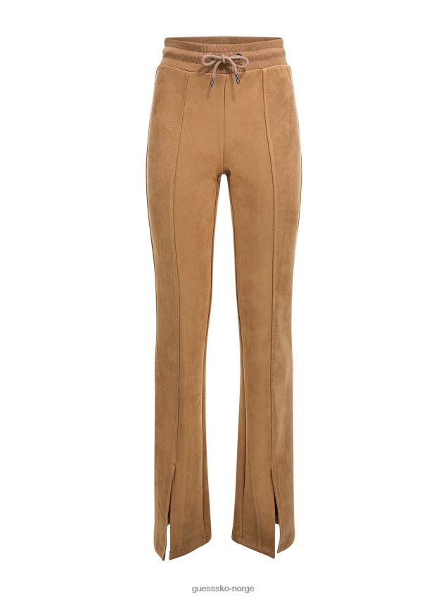 Guess beige flare bukser i semsket skinn beige kvinner F0LJ802847