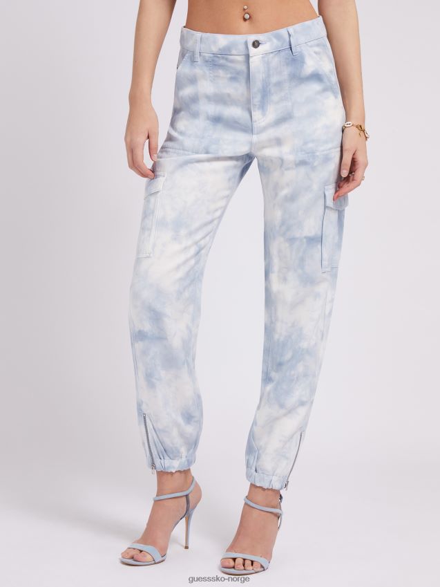 Guess blå tie-dye cargo denimbukse blå kvinner F0LJ803054