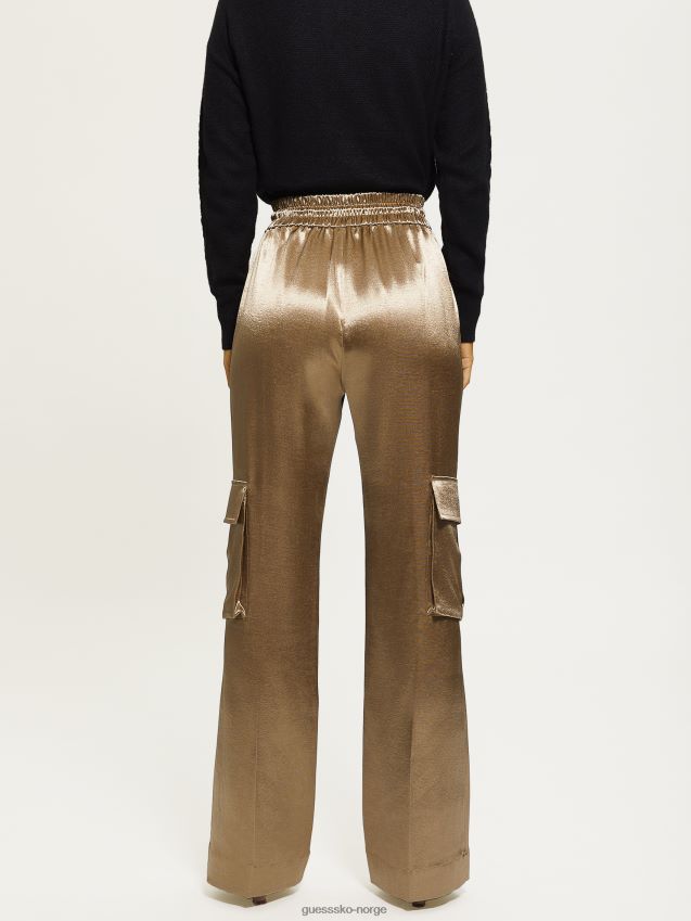Guess chantal metallic cargo bukser våt sand våt sand kvinner F0LJ809246