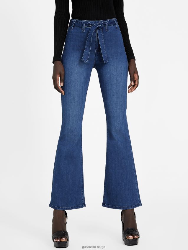 Guess eco paloma flare bukser med belte middels vask middels vask kvinner F0LJ807122