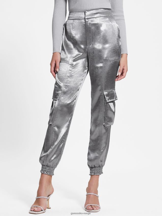 Guess eco soundwave sateng cargo bukser metallic metallisk kvinner F0LJ809180