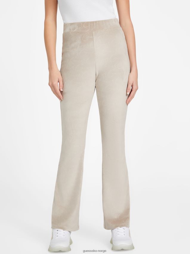 Guess fløyel taupe øko abia velour flare bukser fløyel taupe kvinner F0LJ807111