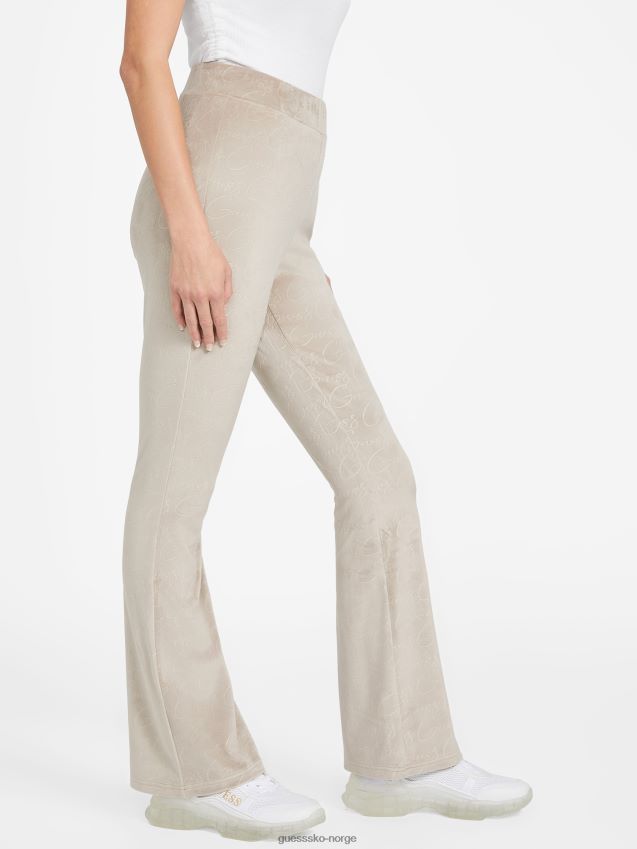 Guess fløyel taupe øko abia velour flare bukser fløyel taupe kvinner F0LJ807111