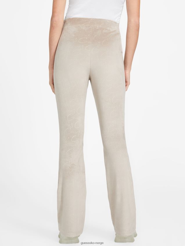 Guess fløyel taupe øko abia velour flare bukser fløyel taupe kvinner F0LJ807111