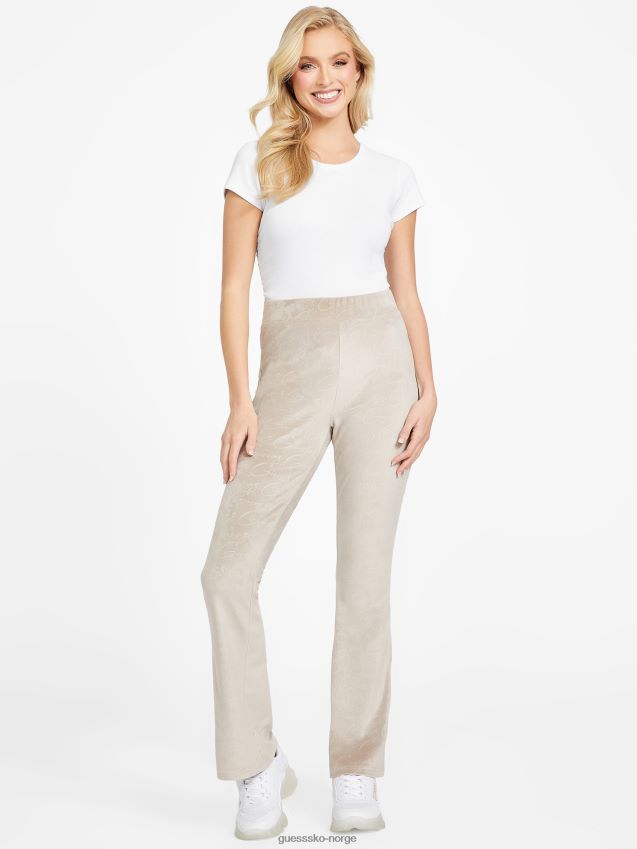 Guess fløyel taupe øko abia velour flare bukser fløyel taupe kvinner F0LJ807111