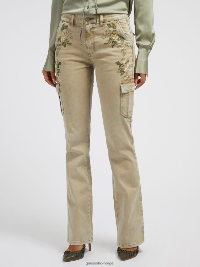 Guess floral broderi cargo pant beige beige kvinner F0LJ802754