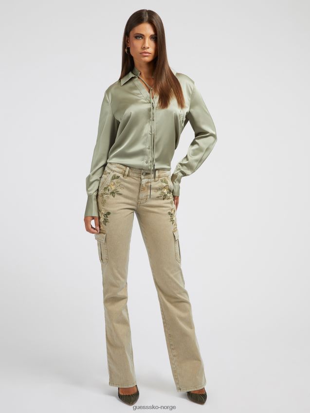 Guess floral broderi cargo pant beige beige kvinner F0LJ802754