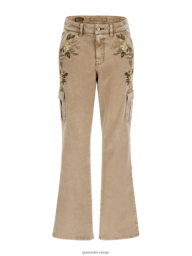 Guess floral broderi cargo pant beige beige kvinner F0LJ802754