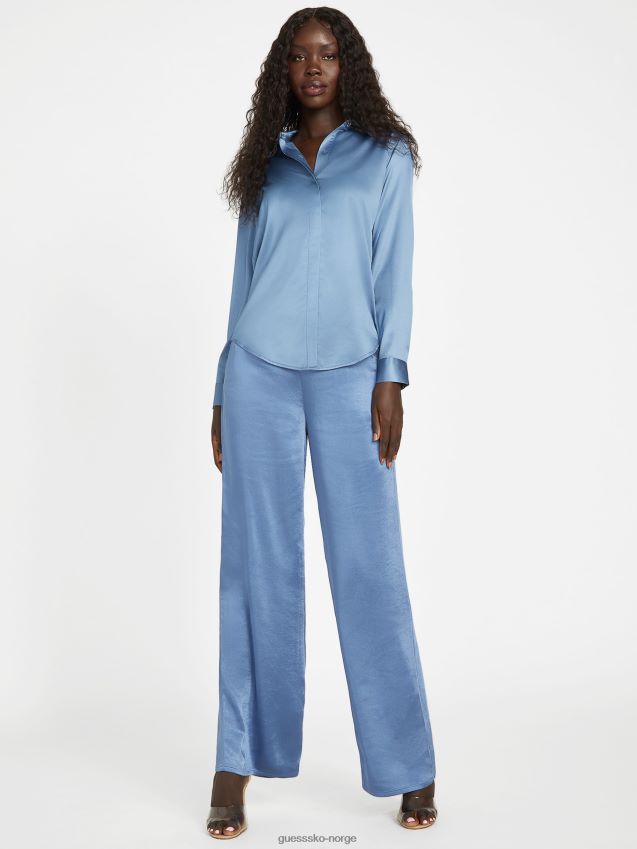 Guess gia sateng bukser med vidde ben, rigel blå rigel blå kvinner F0LJ807133